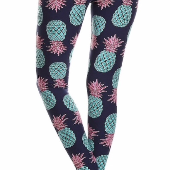 Buttery Soft Teal Pineapple Leggings - Picture 2 of 3